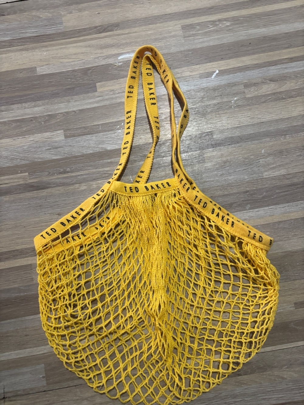 Ted Baker Yellow Mesh Market Tote with Branded Straps